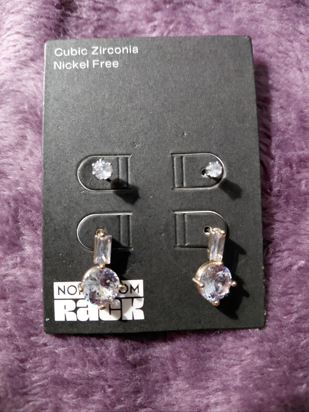 Nwt Nordstrom Rack Gold Tone Cubic Zirconia Drop Stud Earrings | Minimalist Cc — image 3 of 5